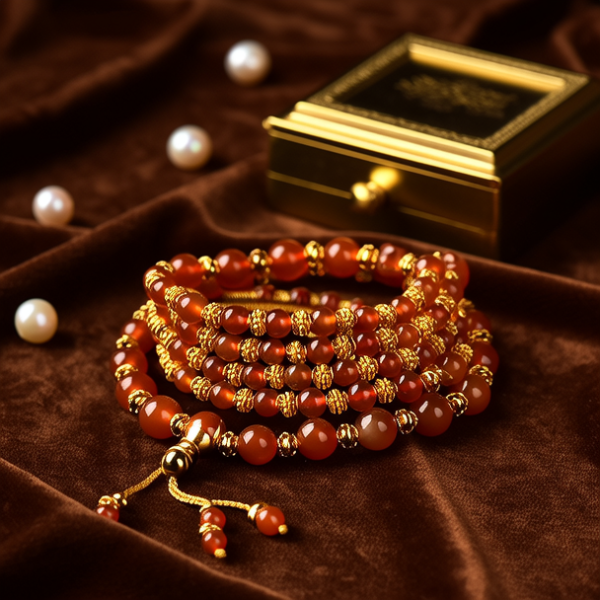 黄金玛瑙手串搭配图片